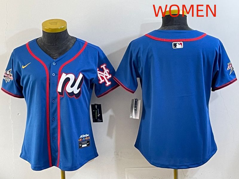 Women 2025 New York Mets Blank Blue All star Nike MLB Jersey style 02